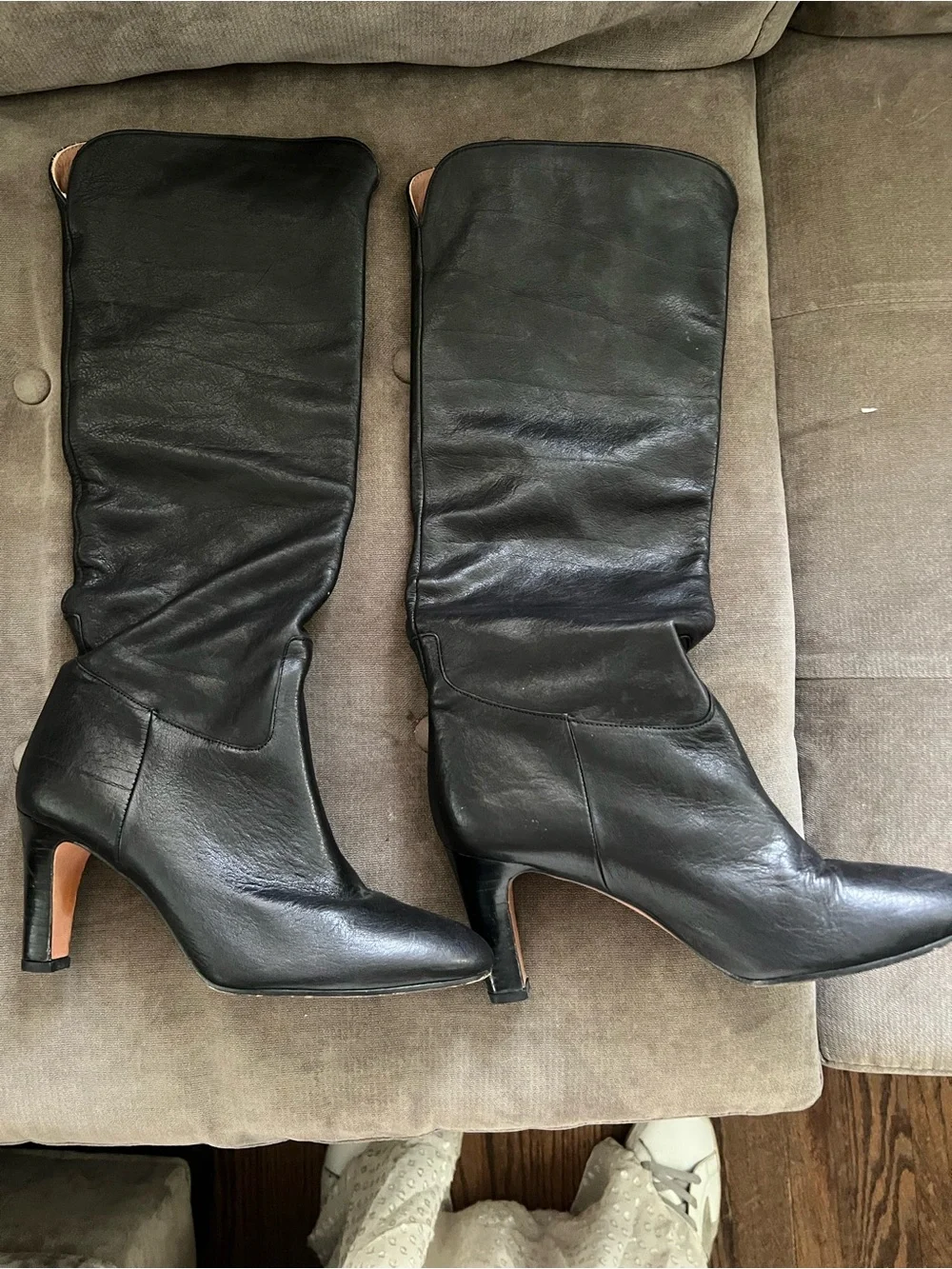 ba&sh Black Leather Knee-High Heeled Boots